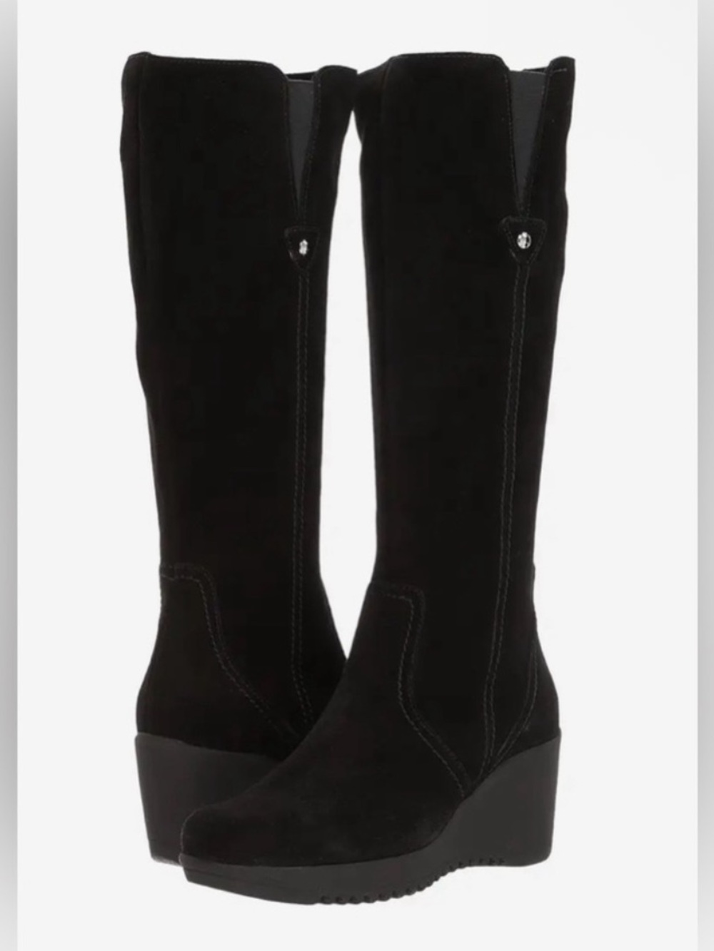 La Canadienne Grace Tall Black Waterproof Suede wedge boot